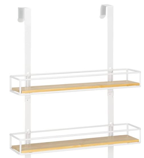 Photo 1 of  Over The Door Organizer - Metal and Bamboo Hanging Storage Rack with 2 Shelves 