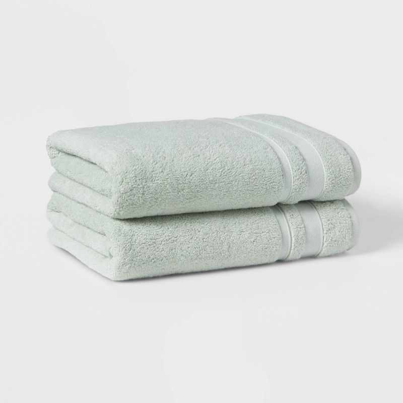 Photo 1 of 2pc Performance Value Bath Towel Set Green - Threshold- 2 pack 