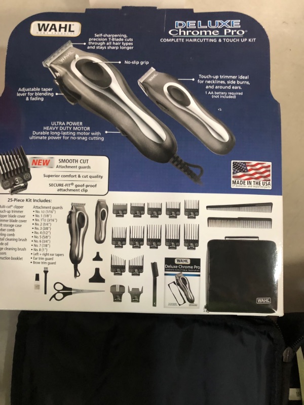 Photo 3 of **unable to test** WAHL 79650-1301 Deluxe Chrome Pro Haircutting Kit 25 Piece