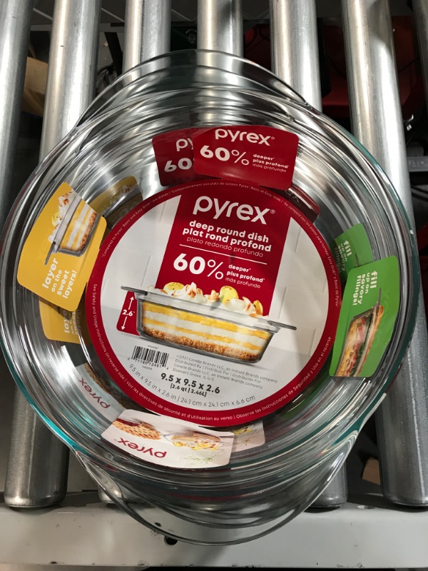 Photo 2 of *NEW* 3 Pyrex Deep 9.5" Round Baking Dish, One Size , Clear