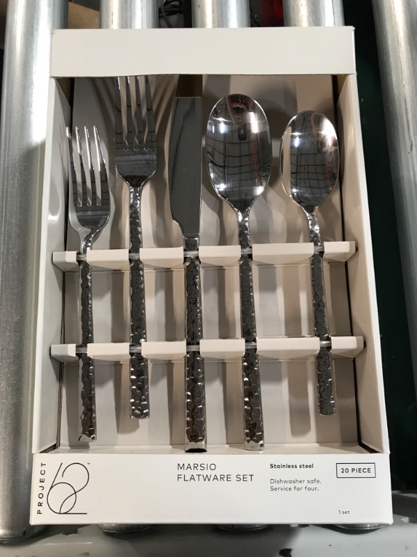 Photo 2 of *BRAND NEW* 20pc Stainless Steel Marsio Hammered Silverware Set - Project 62