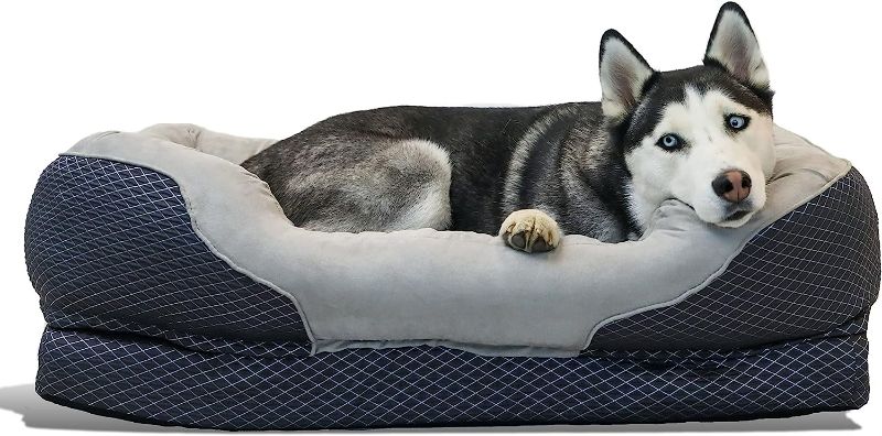 Photo 1 of *USED* SEE COMMENTS!! BarksBar Snuggly Sleeper Large Gray Diamond Orthopedic Dog Bed