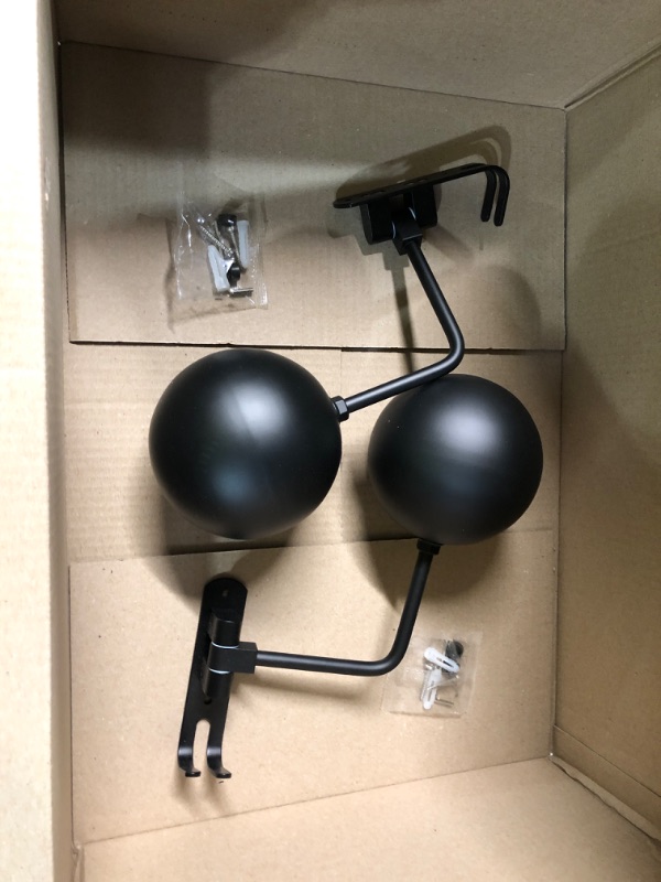 Photo 2 of SANGMO 180°  Rotation Metal Helmet Holder Wall Mounted Helmet Rack Motorcycle with 2 Hooks Helmet Hanger (2 pack) Black