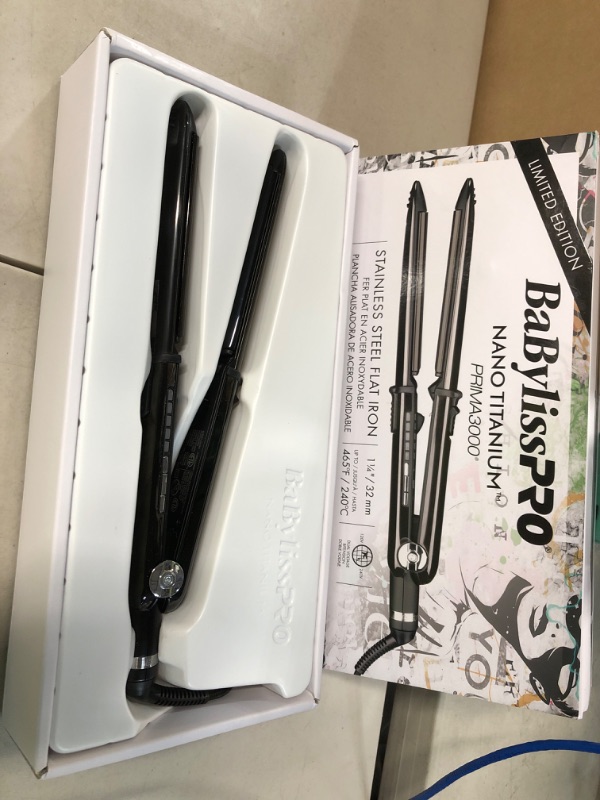 Photo 2 of BaBylissPRO Nano Titanium Prima Ionic Straightener 1-1/4 Inch Black