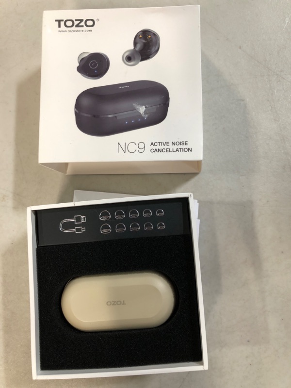 Photo 2 of TOZO NC9 2022 Version Hybrid Active Noise Cancelling Wireless Earbuds, in Ear Headphones IPX6 Waterproof Bluetooth 5.3 Stereo Earphones, Immersive Sound Premium Deep Bass Headset Matte White