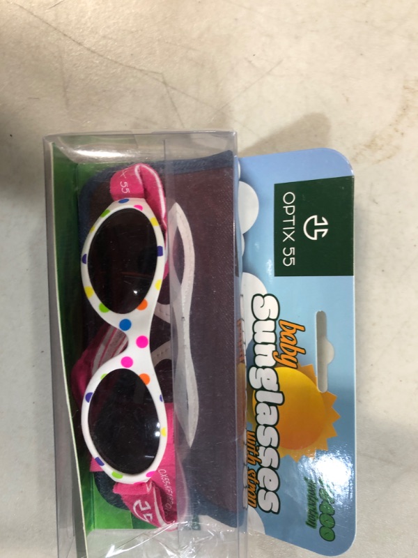 Photo 2 of Baby Sunglasses with Strap - Infant Sunglasses, Toddler Boy & Girl 0-12 month - Age 3, UV 400 White