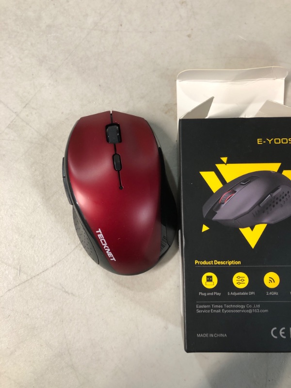 Photo 2 of E-YOOSO Wireless Mouse, 2.4G Ergonomic Wireless Optical Mouse with USB Receiver for Laptop, Windows, PC, Chromebook, Cordless Mouse, 6 Buttons, 18 Months Battery Life, 4800 DPI, 5 Adjustment Levels