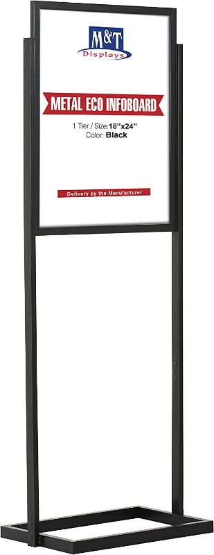 Photo 1 of **SEE NOTES**
M&T Displays Metal Eco Info Board, Black 18x24 Inches Slide-In Poster Sign Holder 1 Tier Double Sided Floor Standing 