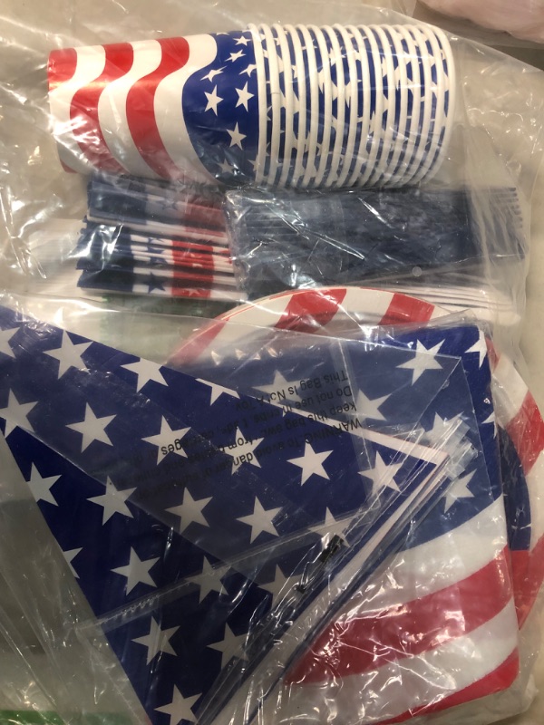 Photo 2 of  Patriotic Party Supplies, American Flag Plates, Napkins, Cups, Cutlery for 4th of July, Memorial Day Decorations