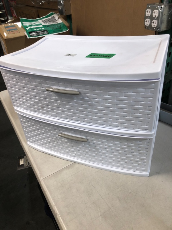 Photo 1 of 2 DRAWER WIDE WEAVE TOWER, WHITE