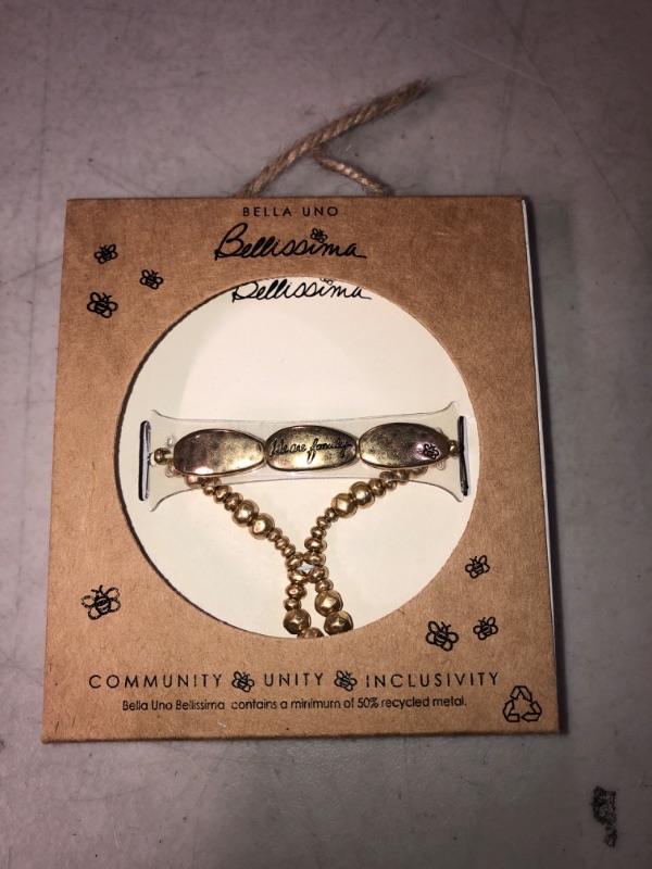 Photo 1 of Bella Uno Bellissima Recycled Silver Plated We are Family Stretch Bracelet - Gold