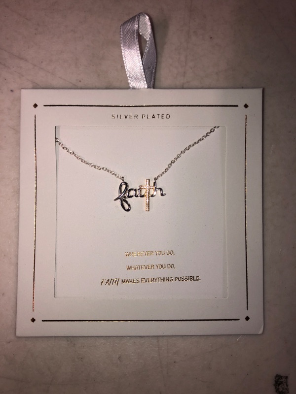 Photo 2 of Gratitude & Grace Faith Gold Plate Over Brass Cubic Zirconia 16 Inch Link Cross Pendant Necklace