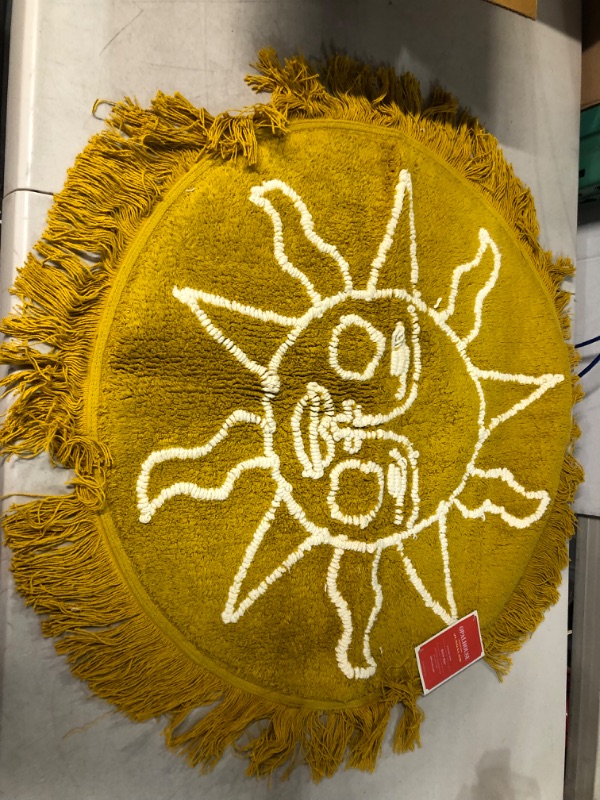 Photo 2 of 25 Round Tufted Sun Fringe Cotton Bath Rug Yellow - Opalhouse designed with Jungalow