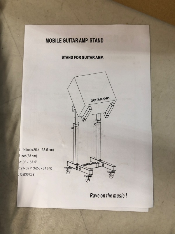 Photo 5 of Vondynote Adjustable Mobile Guitar Amplifier Stands or Amps Speaker Cabinet Stands