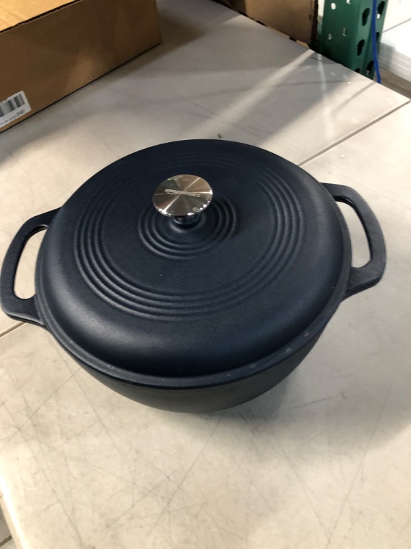 Photo 2 of Amazon Basics Enameled Cast Iron Covered Dutch Oven, 6-Quart, Matte Navy Matte Navy 6-Quart Oven