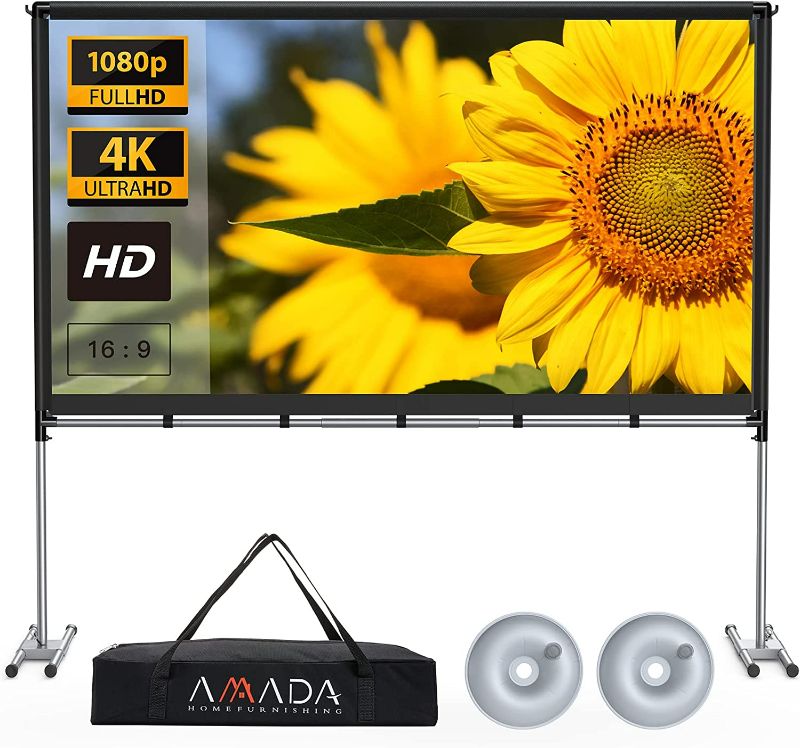 Photo 1 of AMADA HOMEFURNISHING Projector and 100" Projector Screen with Stand