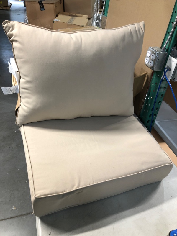 Photo 2 of Amazon Basics Deep Seat Patio Seat and Back Cushion Set - Khaki Khaki Deep Seat Cushion