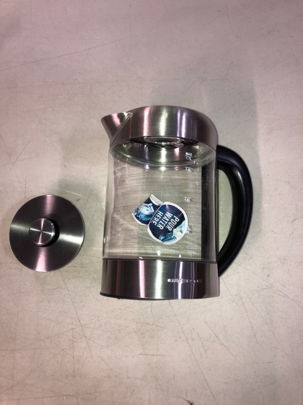 Photo 2 of 7-Cup 1.7 l Silver Glass Electric Kettle with ProntoFill Technology-Fill Up with Lid On