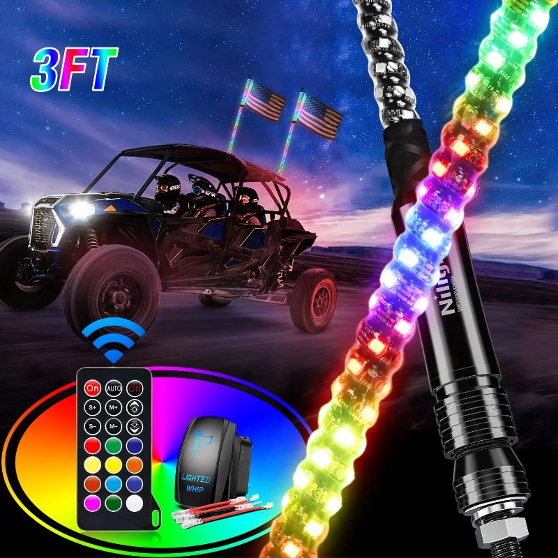 Photo 1 of Nilight 2PCS 3FT Spiral RGB Led Whip Light