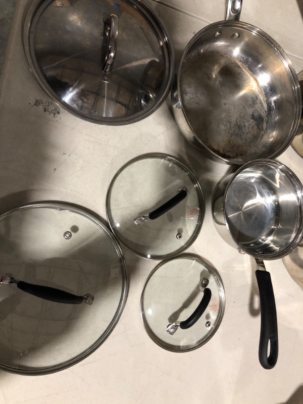 Photo 2 of **USED** VERY DIRTY** Cook N Home 12-Piece Stainless Steel Cookware Set, Silver