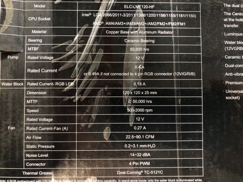 Photo 4 of Enermax LIQMAX III 120, All-in-one CPU Liquid Cooler for AM4 / LGA1200, 120mm Radiator, Dual-Chamber Water Block, Dual-Convex Blade Fan