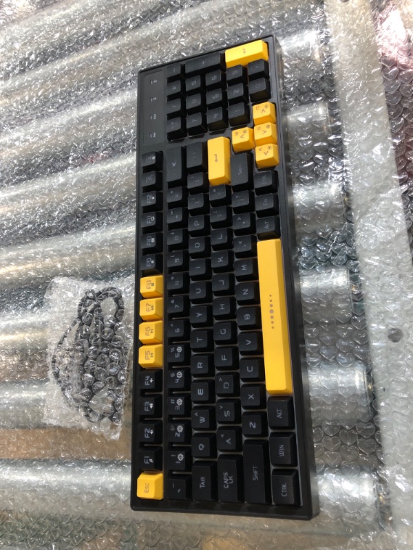 Photo 2 of MageGee 96 Keys Wireless Keyboard,V520 RGB Backlit USB Wireless Gaming Keyboard, Black & Yellow