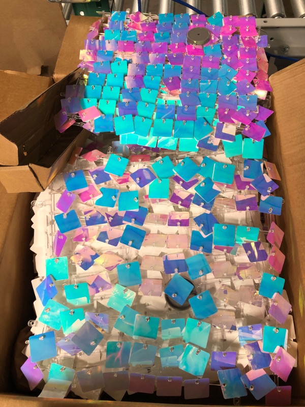 Photo 2 of -MISSING PARTS UNKNOWN/USED-HOUSE OF PARTY Rainbow Shimmer Wall Backdrop - 24 Pcs Square Sequin Wall Panels Shimmer Backdrop, Wall Decor for Birthday Decorations, Wedding & Bachelorette Party
