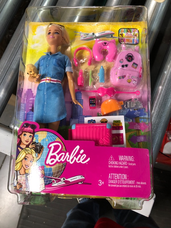 Photo 2 of Barbie Doll and Travel Set with Puppy, Luggage & 10+ Accessories, Multicolor & Barbie  Travel Doll Playset