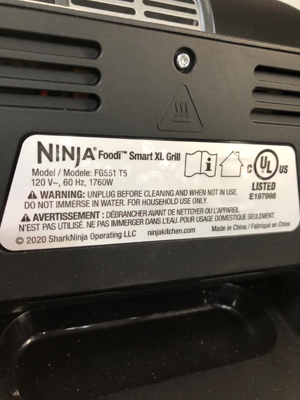 Photo 9 of *See Notes/USED* Ninja FG551 Foodi Smart XL 6-in-1 Indoor Grill with Smart Thermometer, Black/Silver