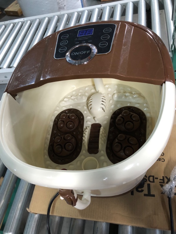 Photo 4 of *Used/Damaged* Foot Spa Bath Massager with Heat,16 Pedicure Motorized Shiatsu Roller Brown