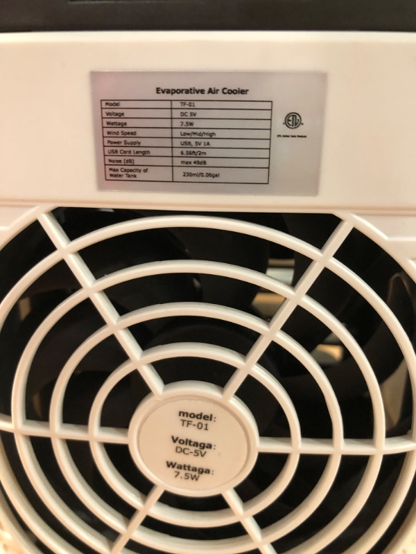 Photo 2 of See Notes COMFYHOME 8" Rechargeable Powerful Mini Evaporative Air Cooling Tower Fan
