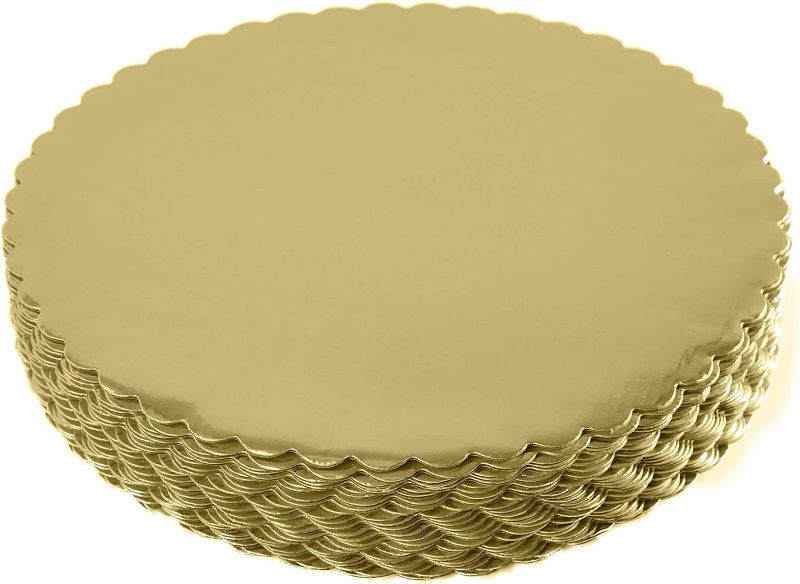 Photo 1 of 10" Gold Cakeboard Round,Disposable Cake Circle, Pack of 25