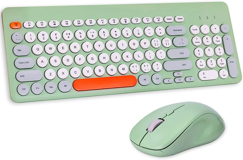 Photo 1 of Arcwares Wireless Keyboard and Mouse Combo, Sweet Green Cute Keyboard, 2.4G USB Ergonomic Full-Sized Mute Keyboard for Computer, Laptop, PC Desktops, Mac