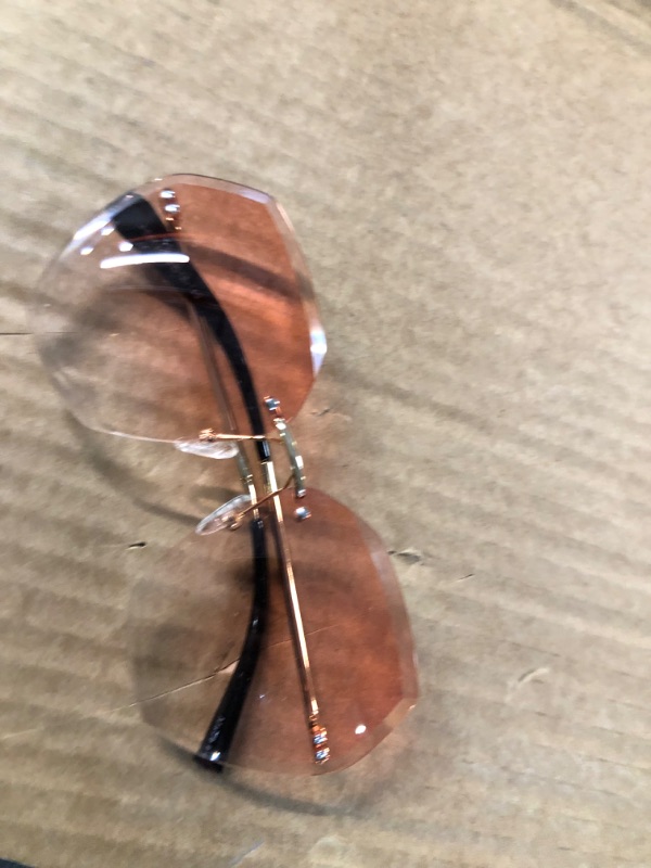 Photo 2 of AEVOGUE Sunglasses For Women Oversized Rimless Diamond Cutting Lens Sun Glasses AE0534