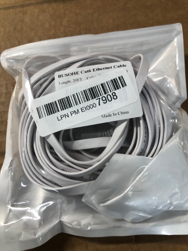 Photo 2 of Cat6 Ethernet Cable 20 FT White, BUSOHE Cat-6 Flat RJ45 Computer Internet LAN Network Ethernet Patch Cable Cord - 20 Feet 20FT