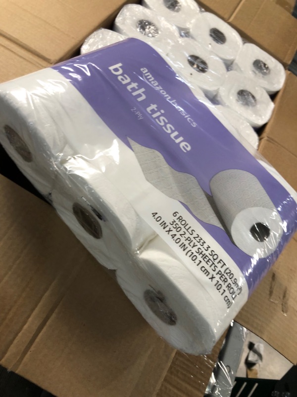 Photo 2 of Amazon Basics 2-Ply Toilet Paper 5 Packs, 6 Rolls per pack (30 Rolls total) (Previously Solimo)