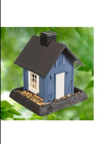 Photo 2 of * DAMAGED * 
North States Village Collection Blue Cottage Birdfeeder: Easy Fill and Clean