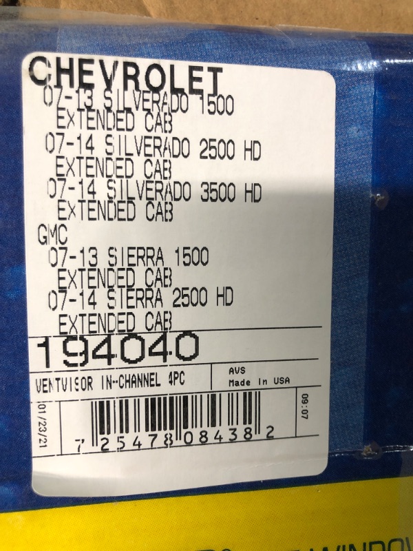 Photo 3 of Auto Ventshade [AVS] In-Channel Ventvisor | 2007 - 2013 Chevrolet/GMC Silverado/Sierra 1500, 2007 - 2014 Silverado/Sierra 2500 HD/3500 HD Extended Cab - Smoke, 4 pc.