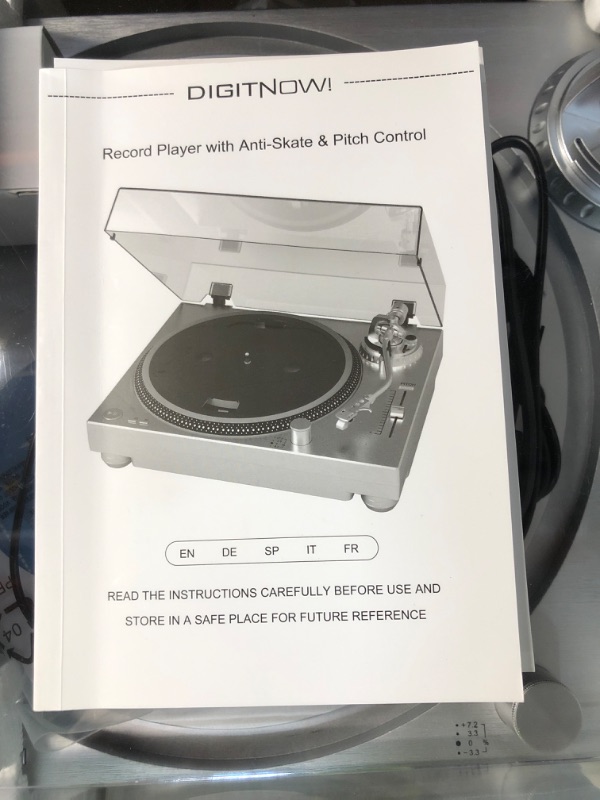 Photo 4 of DIGITNOW High Fidelity Belt Drive Turntable, Vinyl Record Player with Magnetic Cartridge, Convert Vinyl to Digital, Variable Pitch Control & Anti-Skate Control silver