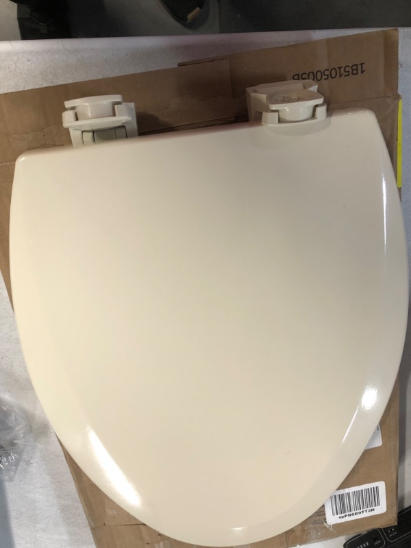 Photo 3 of *NEW* Bemis 1500EC 006 Toilet Seat with Easy Clean & Change Hinges, Elongated, Durable Enameled Wood, Bone