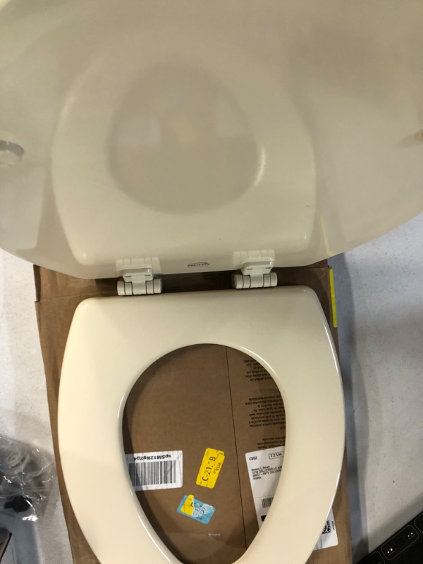 Photo 4 of *NEW* Bemis 1500EC 006 Toilet Seat with Easy Clean & Change Hinges, Elongated, Durable Enameled Wood, Bone