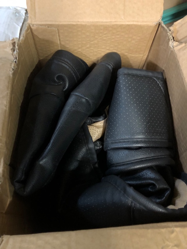 Photo 2 of ** MISSING FRONT SEAT COVER** Motor Trend Black Faux Leather Car Seat Cover Full Set, Includes Front & Back Car Seat 