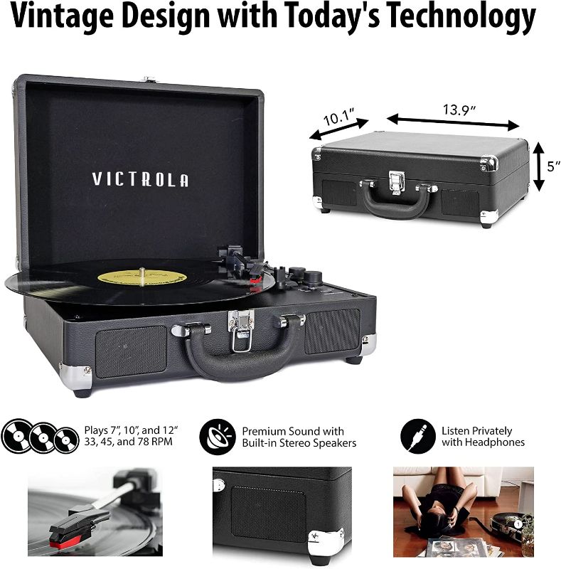 Photo 1 of Victrola Vintage 3-Speed Bluetooth Portable Suitcase Record Player with Built-in Speakers 