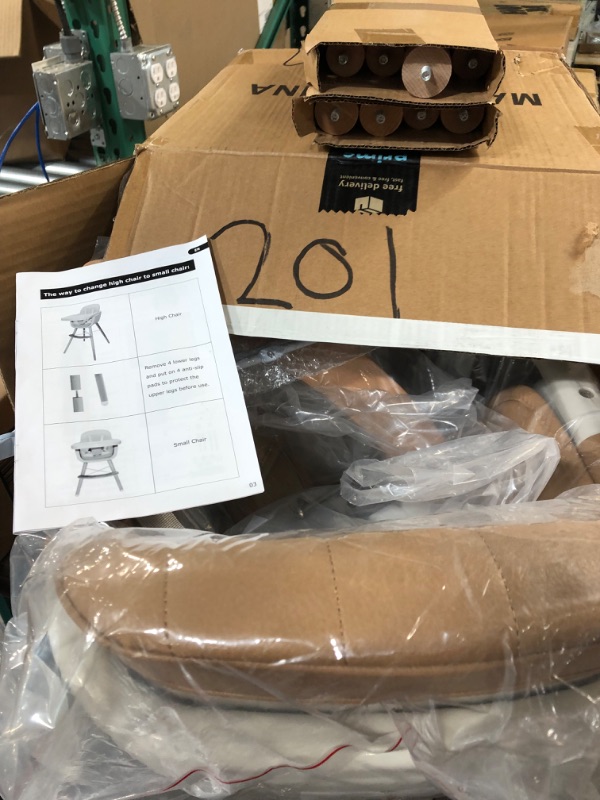 Photo 1 of 3-in-1 Wooden High Chair Made of Sleek Hardwood & Premium Leatherette,Baby High Chair with Adjustable Legs & Dishwasher Safe Tray,Brown
