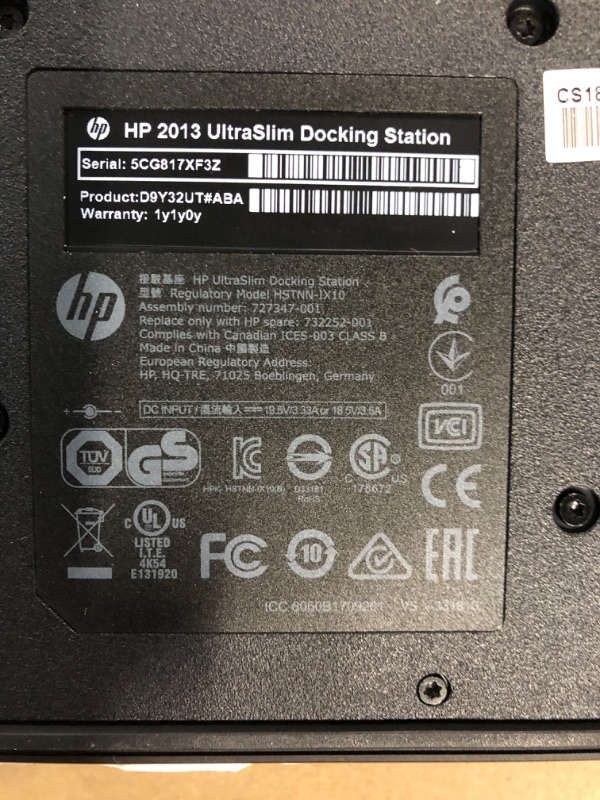 Photo 3 of HP 2013 D9Y32AA UltraSlim Docking Station with 65W Adapter D9Y32AA#ABA (Renewed)