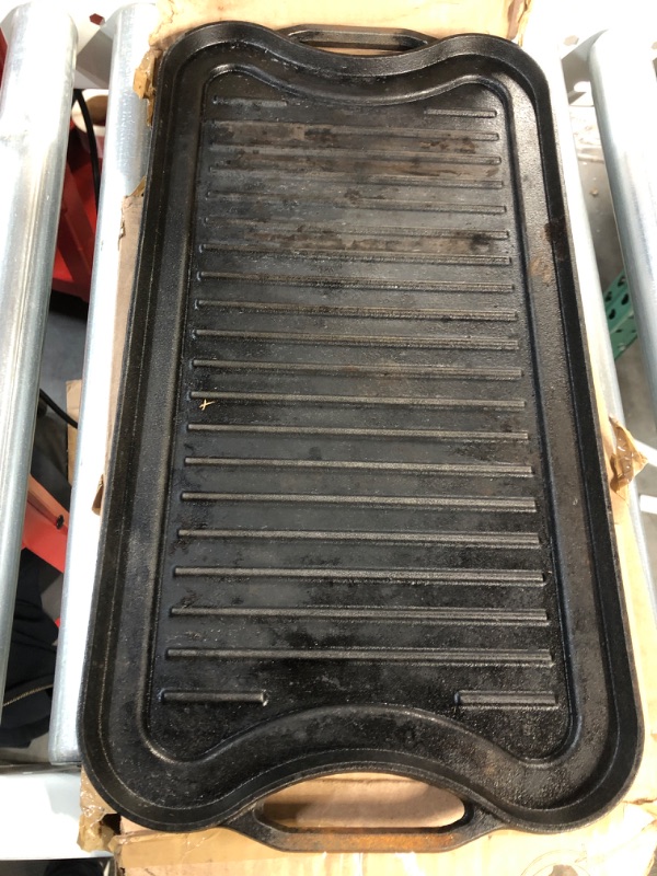 Photo 3 of (Heavily Used) Amazon Basics Pre-Seasoned Cast Iron Reversible Grill/Griddle