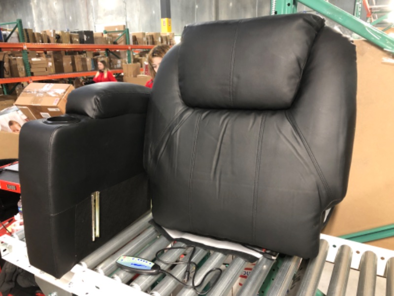 Photo 5 of **SEE NOTES** Massage Recliner Chair Rocking Swivel Chair with Heated Massage Ergonomic Lounge 360 Degree Swivel Single Sofa Seat and Two Hidden Cup Holders (Black)