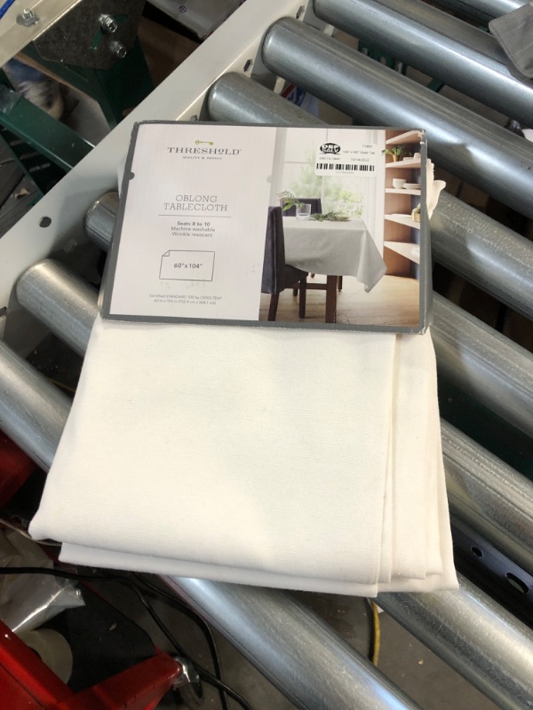 Photo 1 of 104&#34; x 60&#34; Solid Tablecloth White - Threshold&#8482;