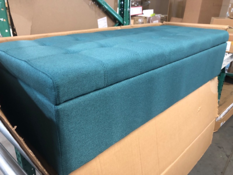 Photo 2 of *color is teal* Long ottoman with storage