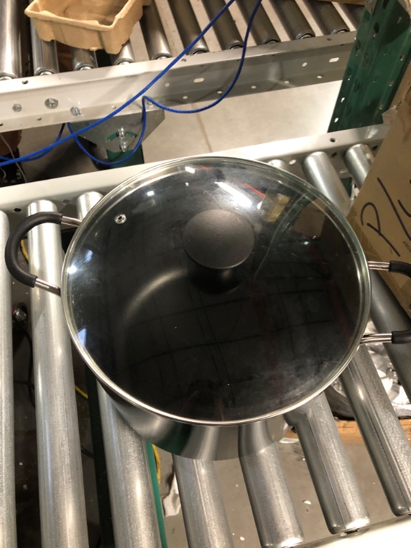 Photo 3 of 10.5 qt. Hard-Anodized Aluminum Nonstick Stock Pot in Black with Glass Lid